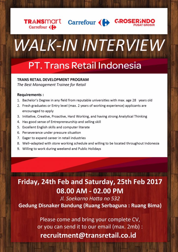 Lowongan Kerja PT. Trans Retail Indonesia