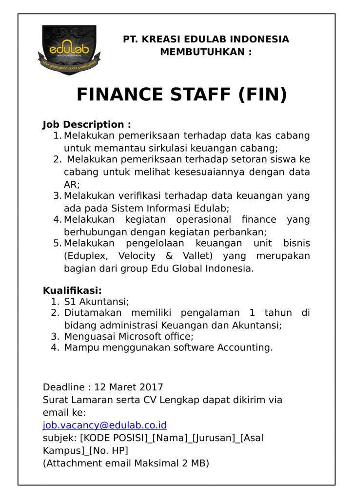 Lowongan Kerja PT. Kreasi Edulab Indonesia Lowongan Kerja PT. Kreasi Edulab Indonesia