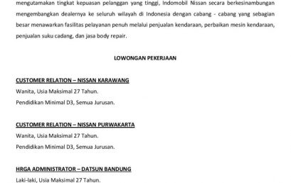 Lowongan Kerja Indomobil Nissan