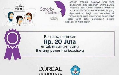 Beasiswa S1 2017 Untuk Mahasiswi Indonesia Oleh L’Oréal