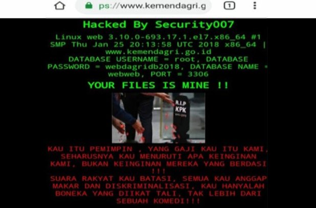 Protes Soal KPK, Situs Kemendagri Dibajak
