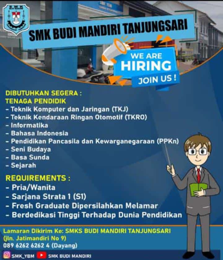 Loker: SMK BUDI MANDIRI TANJUNGSARI